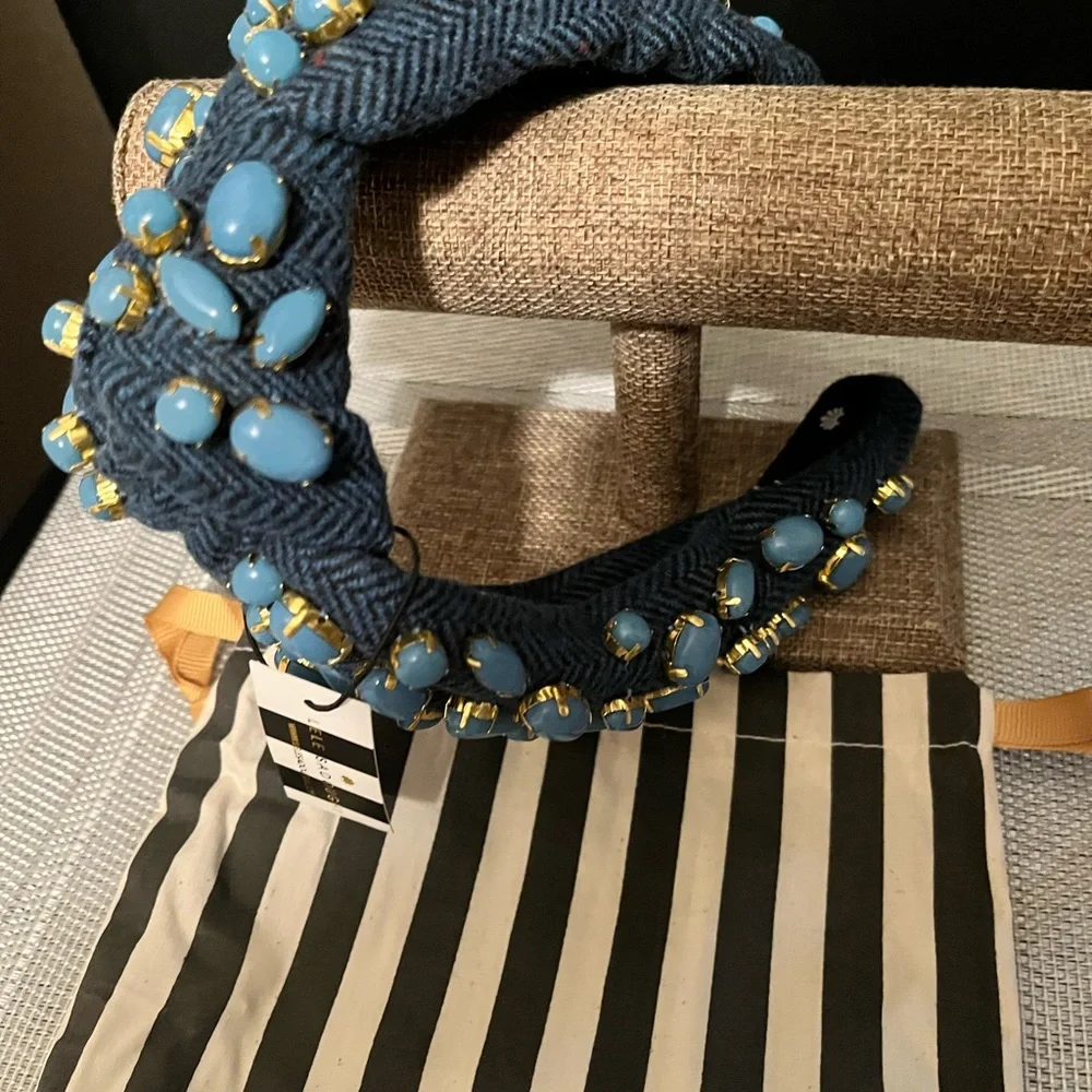 LELE SADOUGHI NWT AUTHENTIC MIDNIGHT PEBBLE CABOCHON KNOTTED HEADBAND - Picture 13 of 16